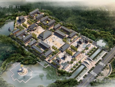 昆山寺院重建规划布局鸟瞰图