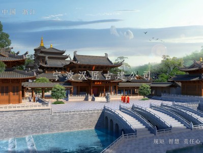 昆山寺院重建规划设计方案鸟瞰图—积福禅寺